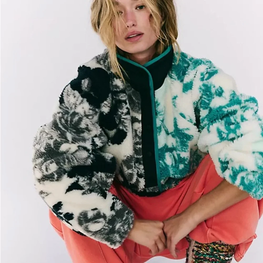 Free People Hit The Slopes Printed Fleece Jacket - Picture 1 of 6